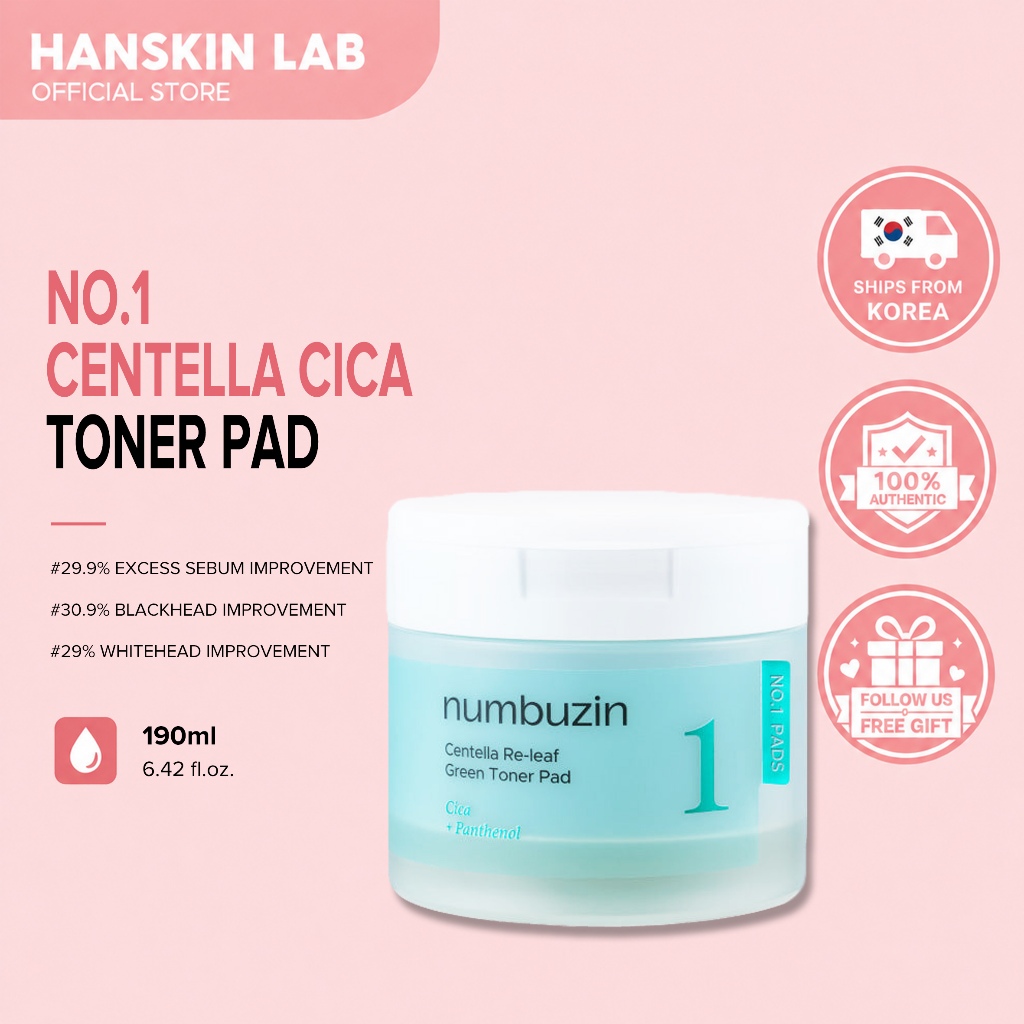 [Numbuzin] No.1 Centella Re-Leaf Green Toner Pads