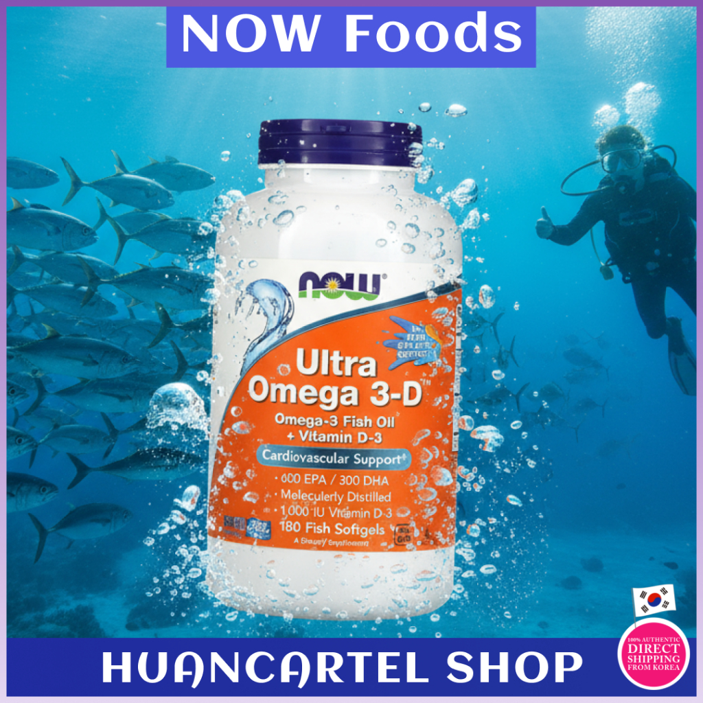 NOW Foods Ultra Omega 3-D | 180 ซอฟท์เจลปลา | จัดส่งจากกรุงเทพเกาหลี