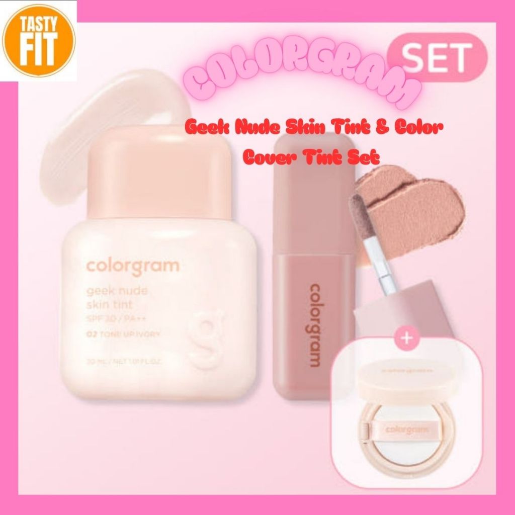 COLORGRAM Geek Nude Skin Tint & Color Cover Tint Set K-Beauty Base Lip Duo SPF30PA++ Direct Korea