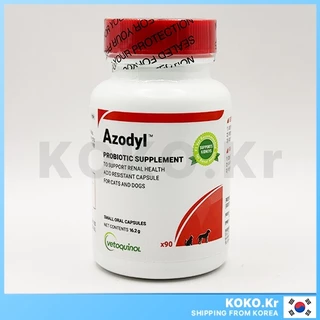 VETOQUINOL Azodyl ผลิตภัณฑ์เสริมอาหารไตสําหรับสุนัขและแมว 90 แคปซูลพร้อม FREEBIES