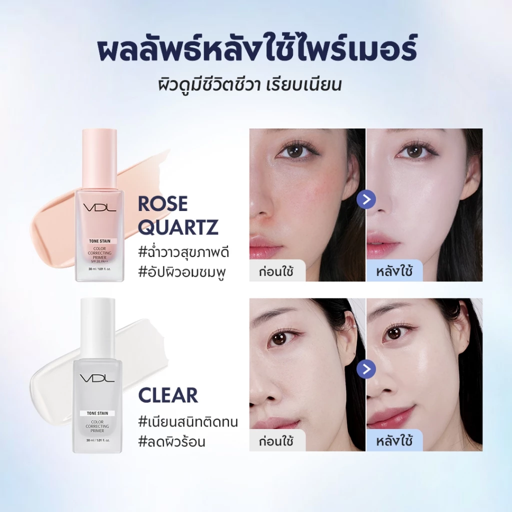 VDL Tone Stain Color Correcting Primer 30ml | Anti-Dullness Brightening Primer thumbnail 5
