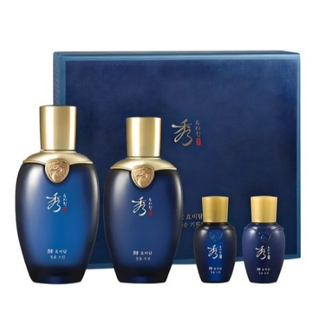 LG HyoBidam JeongYul ชุด 2 ชิ้น (Skin 130ml + โลชั่น 150ml + Miniature 30ml x 2) ชุดของขวัญผลิตภัณฑ์ดูแลผิวสมุนไพรเกาหลีที่ได้รับการปรับปรุงริ้วรอย