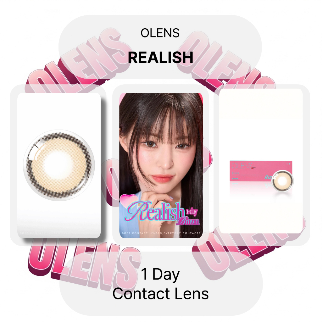 Olens Realish คอนแทคเลนส์ 1 วัน สีน้ําตาล 10P 13.5mm Puscon (Brown Color)