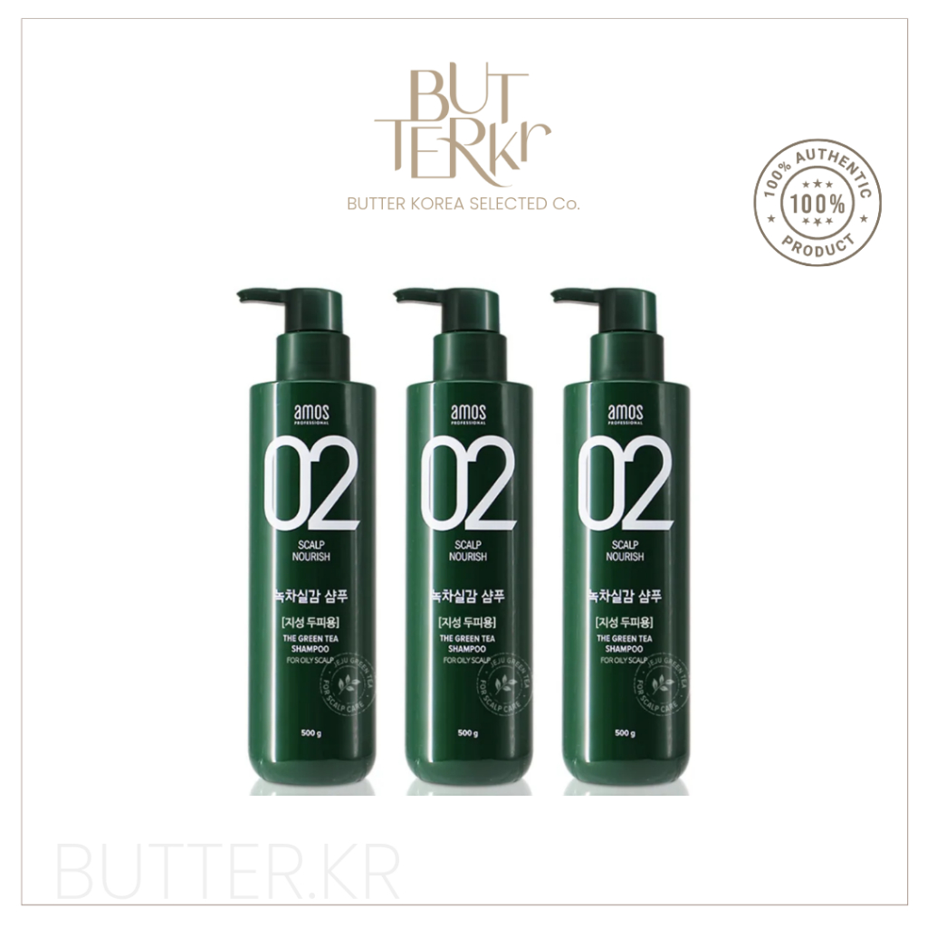 AMOS The Green Tea Shampoo For Oily Scalp (500g) แชมพูลดความมันบนหนังศีรษะ คุมมันได้ดี