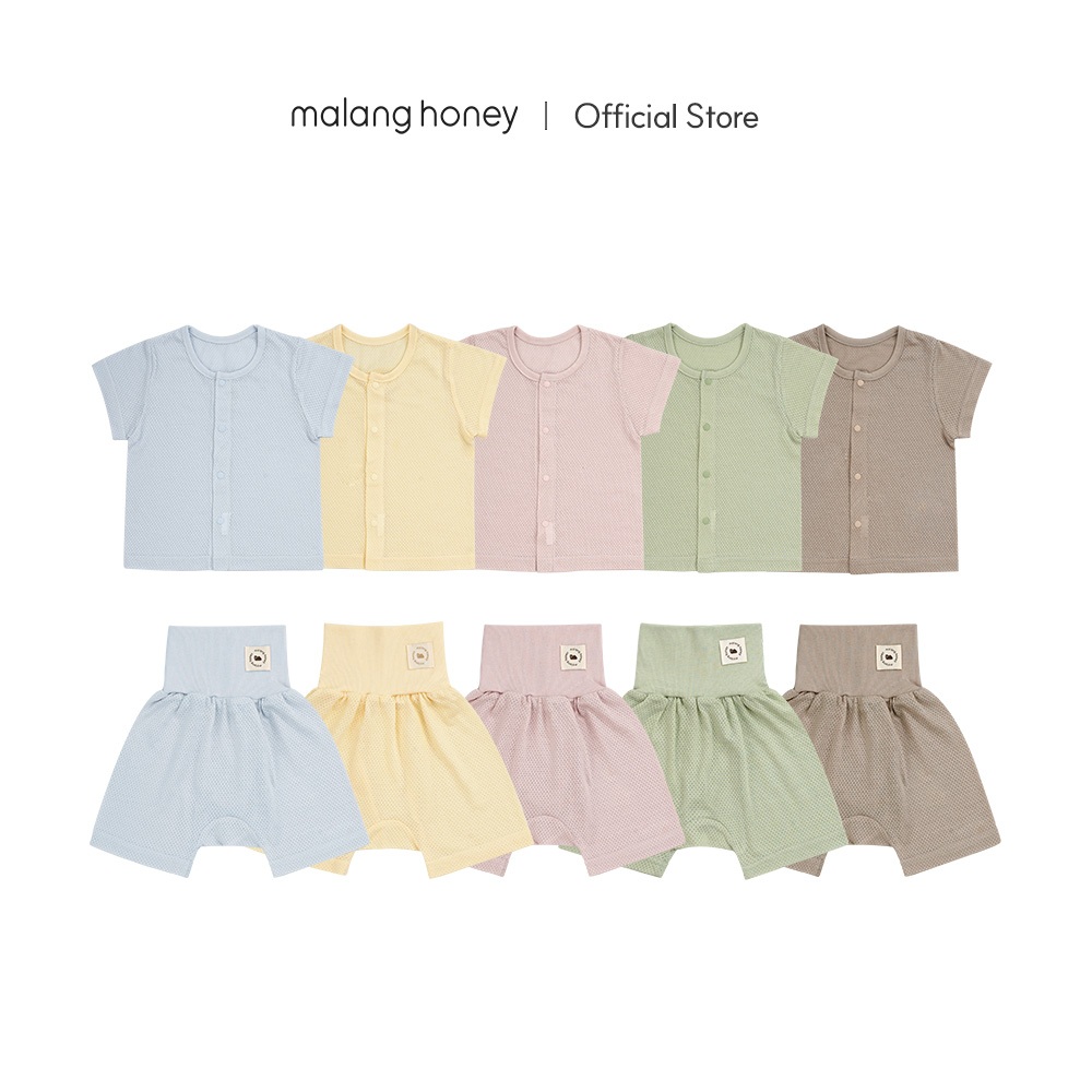 [Malang Honey Honey] ชุดนอนเด็กตาข่ายไม้ไผ่ - แขนสั้นระบายอากาศและกางเกงยาว 5 เอว - KC & OEKO-TEX Certified Diaper-Friendly Loungewear2