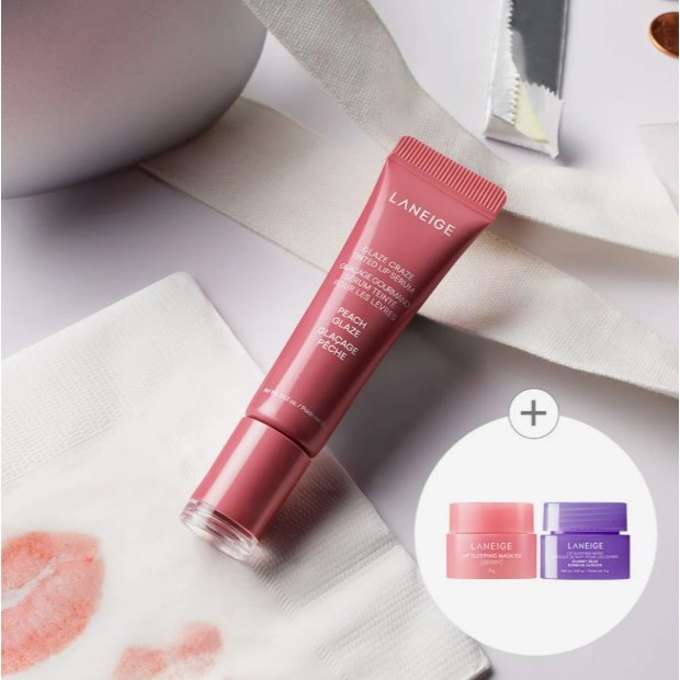 [Laneige] Lip Sleeping Mask(3g) * 2ea Gift, Laneige Glaze Craze Tinted Lip Serum, 12g 6Colors, Visib
