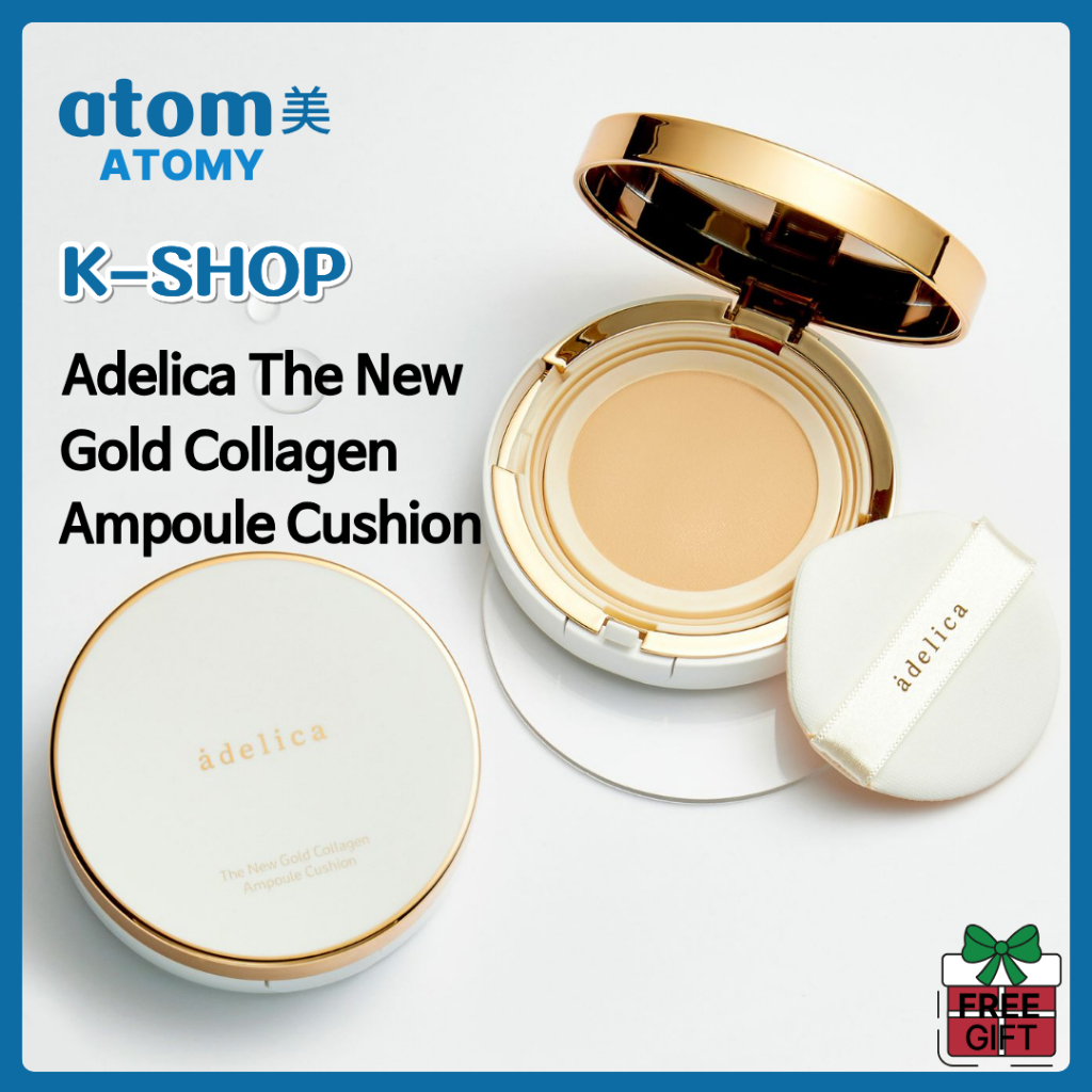 Atomy Adelica The New Gold Collagen Ampoule Cushion (1 ผลิตภัณฑ์หลัก + 1 รีฟิล) SPF40/PA++