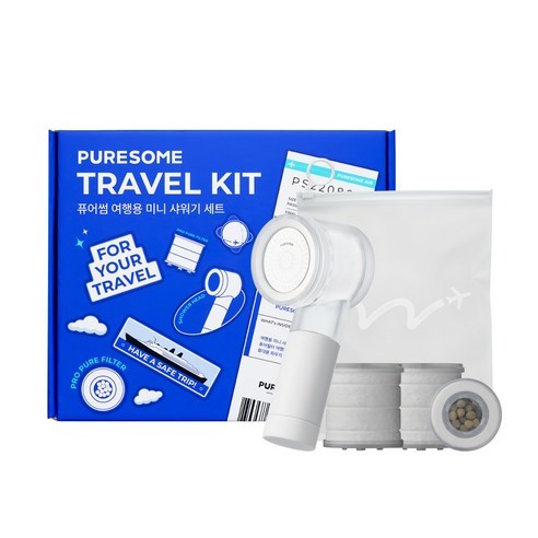 [ K-LIFESTYLE] PURESOME TRAVEL MINI SHOWER SET พร้อมแผ่นกรอง PRO 2P & POUCH