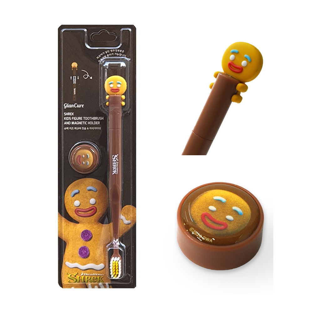 Shrek Gingerbread Man รูปแปรงสีฟันเด็กเด็ก + ชุดที่วางแม่เหล็ก