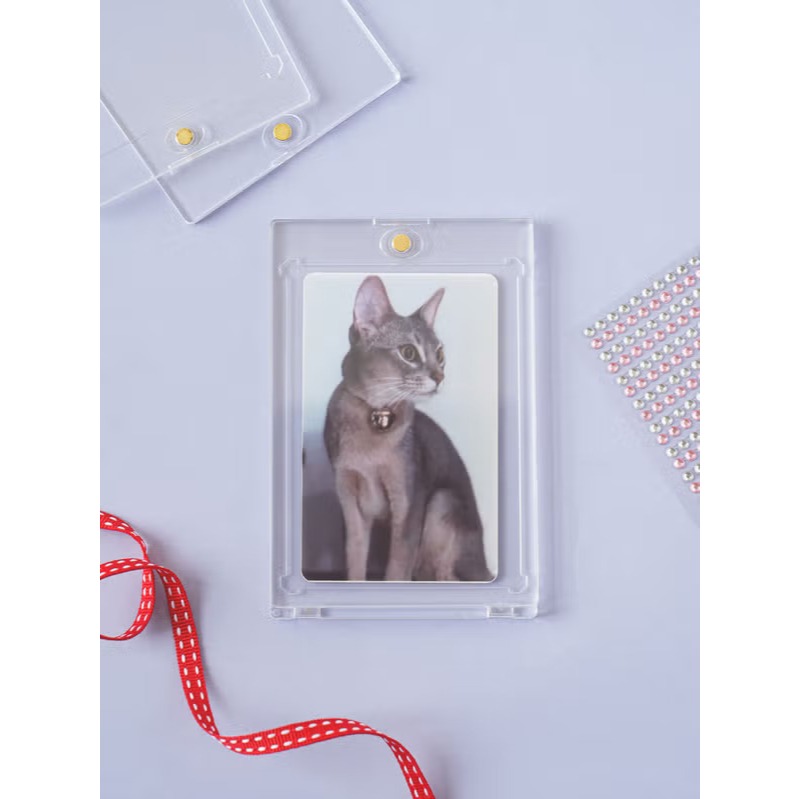 Daiso Korea Card Pocket Polaroid Magnet Case Photo Card Top Loader