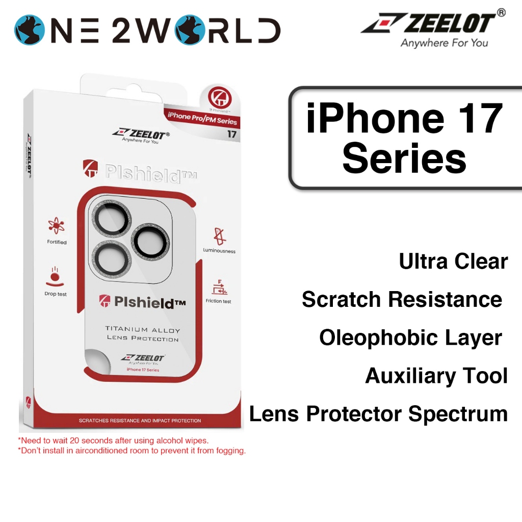 ZEELOT Pishield Sturdy Titanium Alloy Lens Protector สําหรับ iPhone 17 Series – Ultra Clear, Scratch