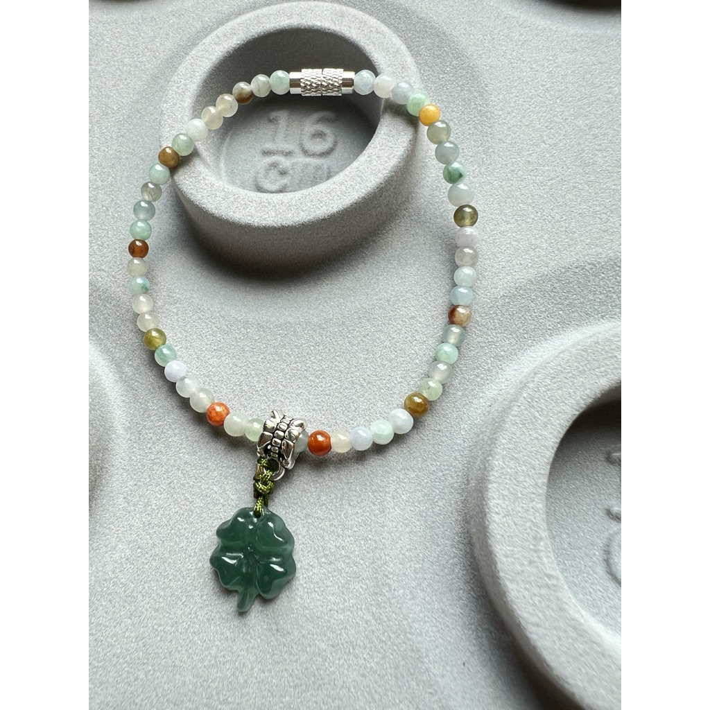 DIY-bracelete-real-Jade/Jadeite-หยกพม่า_typeA-ของแท้100%-สร้อยข้อมือพร้อมจี้หยกของแท้100%