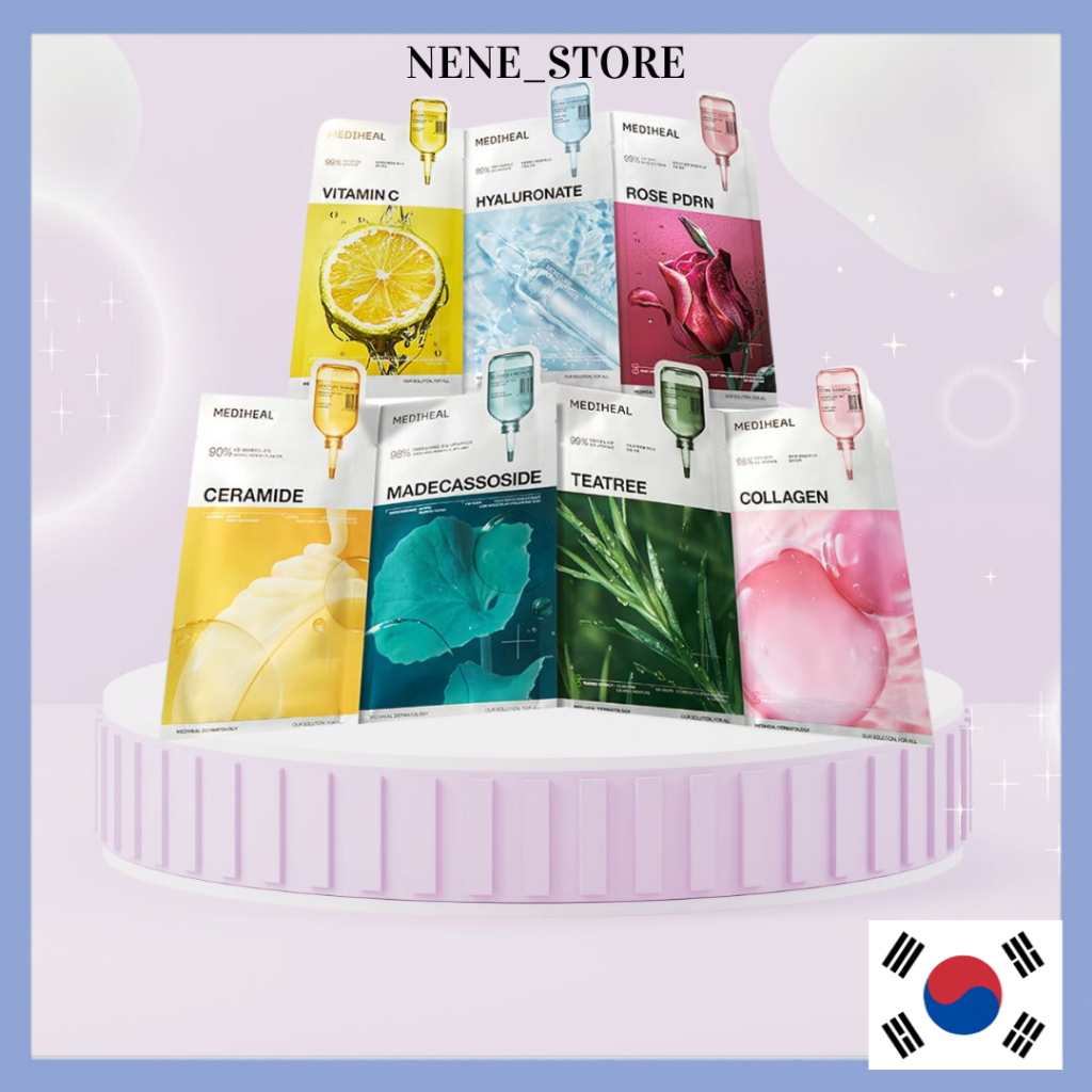 MEDIHEAL K-Beauty Essential Mask Sheet 1PC | ทีทรี คอลลาเจน HA ให้ความชุ่มชื้น ผ่อนคลาย