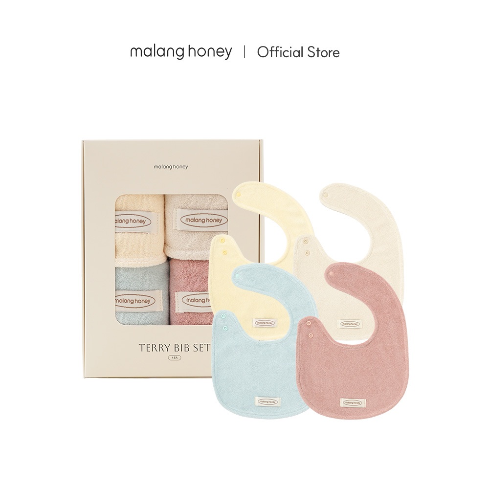 [Malang Honey Honey] ผ้ากันเปื้อนเด็กเทอร์รี่นุ่มระดับพรีเมียม - เคลือบด้านในกันน้ําผ้าเช็ดน้ําลายดูดซับเร็ว - เครื่องอบผ้าปลอดภัยไหล่ Snap Feeding Drool Bibs สําหรับทารก