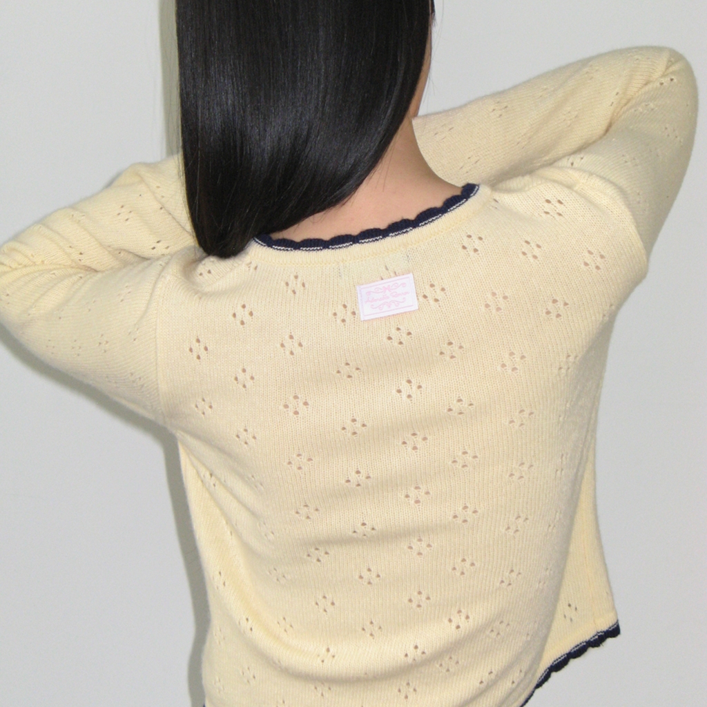 [RONRON] Heart Button Scotch Knit Cardigan / 4colors — صورة 3