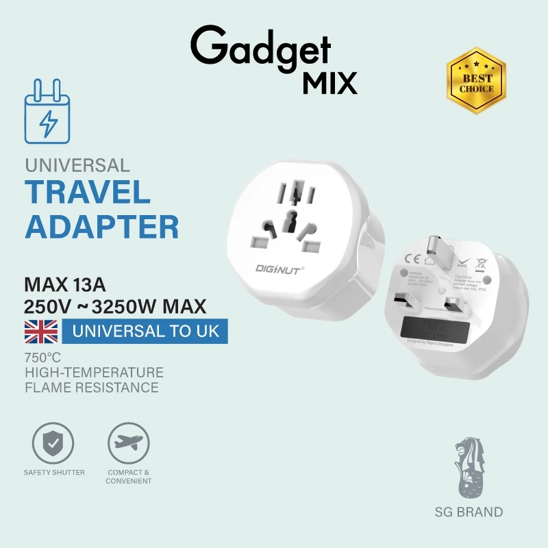 Gadget Mix Diginut อะแดปเตอร์ UK UA-20 / US UA-21 / AU UA-22 / EU UA-23