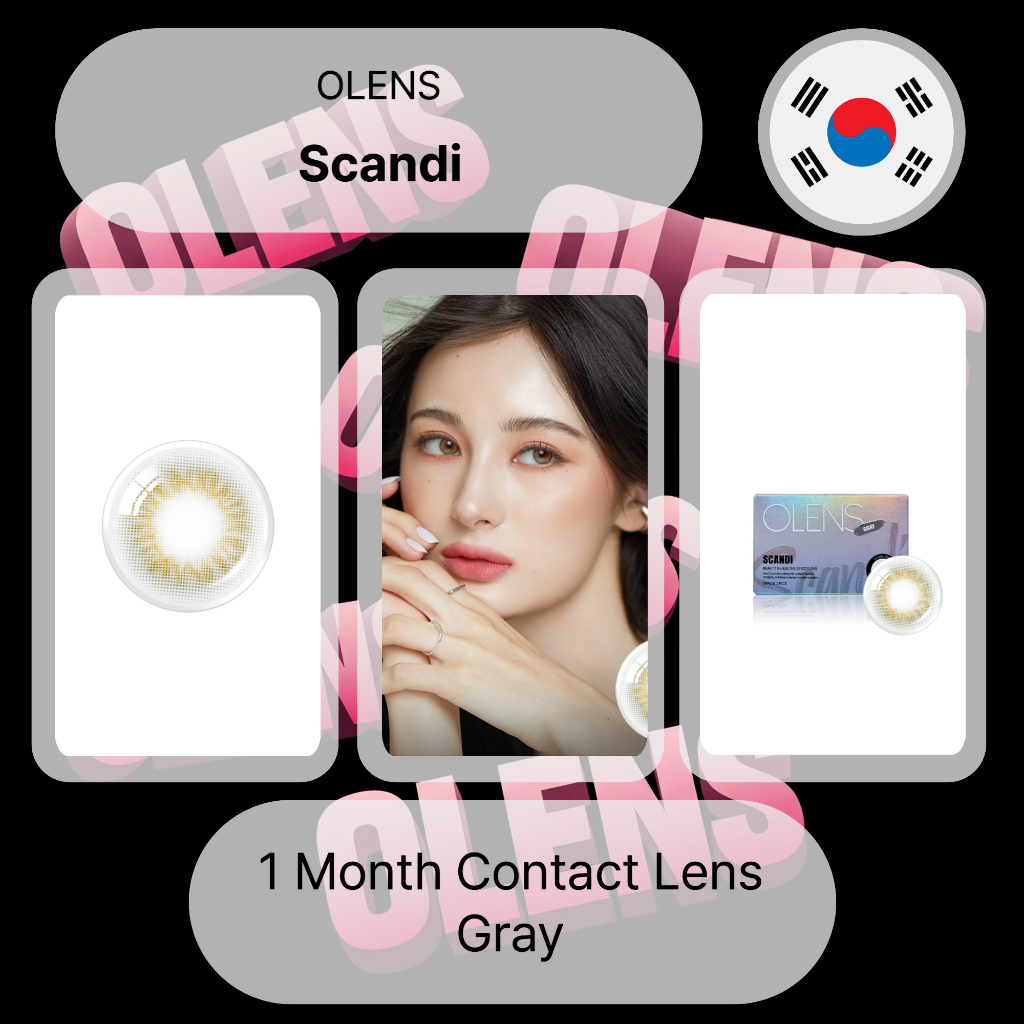 คอนแทคเลนส์ Olens Scandi สีเทารายเดือน