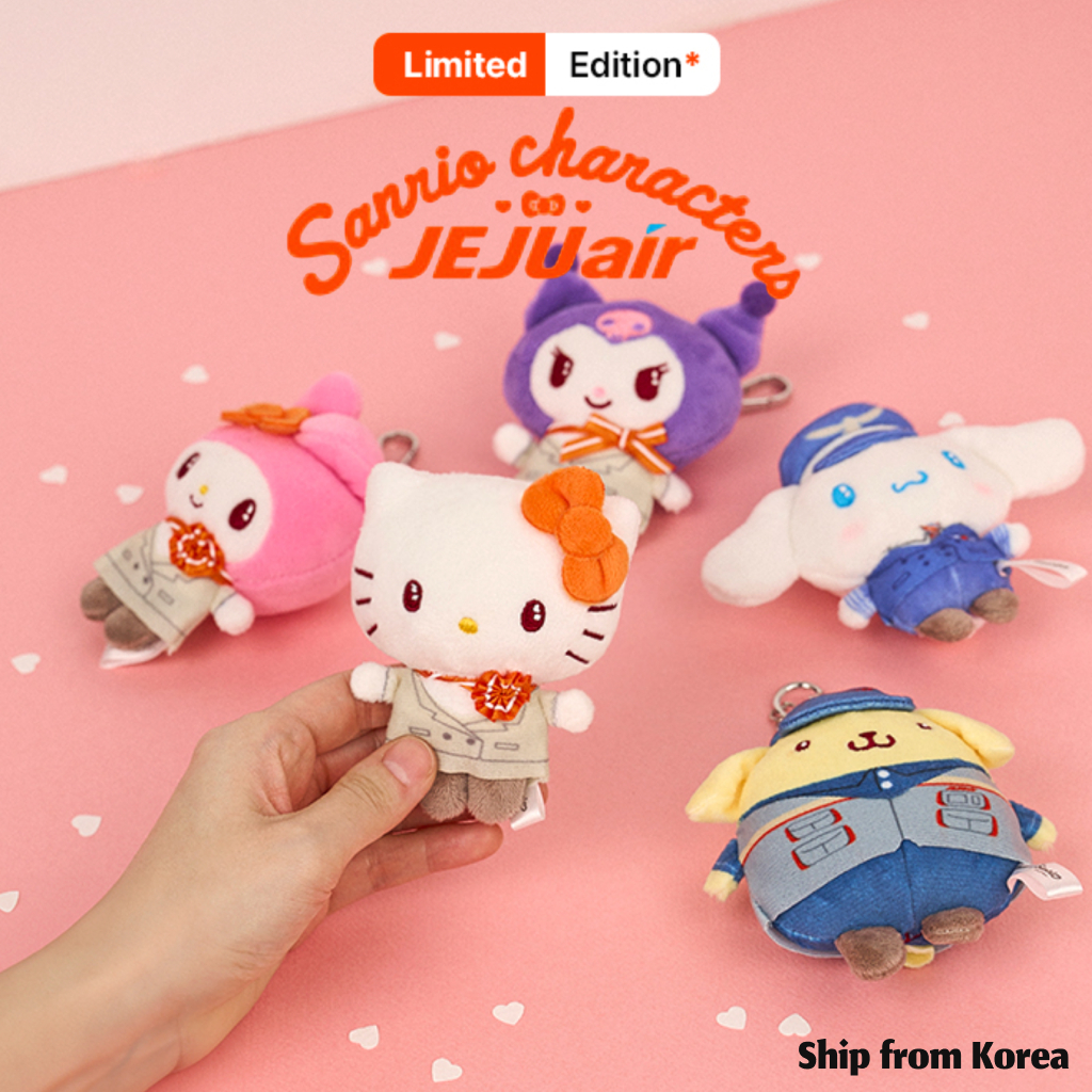 Jeju Air X Sanrio Character Plush Keyring (5 ประเภท) – Limited Edition Collectible, Hello Kitty, My 