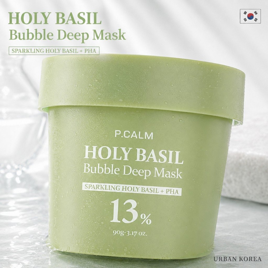 [P.CALM] Holy Basil Bubble Deep Mask 90g Korean Bubble Mask Deep Pore Cleansing Sebum Care Clay Mask
