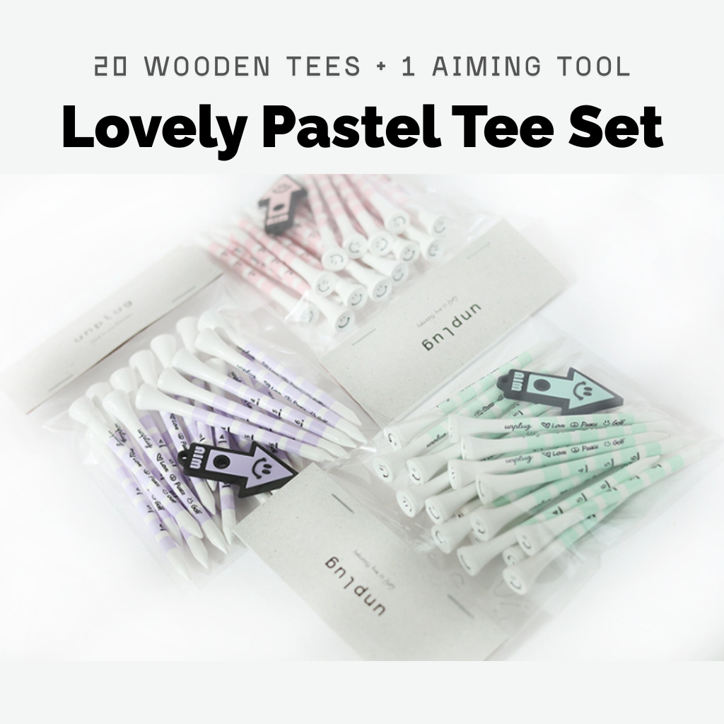 ไม้ Tee กอล์ฟไม้ไผ่ สีพาสเทลน่ารัก 20 ชิ้น – ทนทาน ขนาดยาว 83 มม. มาพร้อมที่ตั้ง Tee Holder