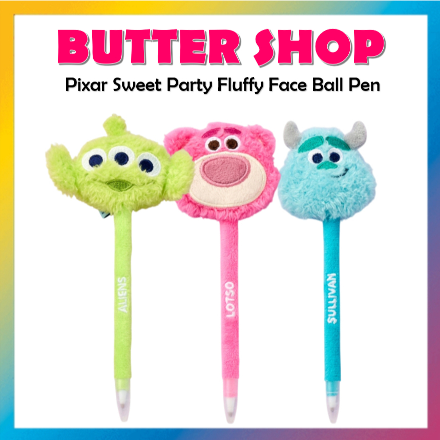 [BUTTER SHOP] Disney Pixar Sweet Party Fluffy Face Ball Pen 0.5mm (Alien /Lotso / Sulley) buttershop