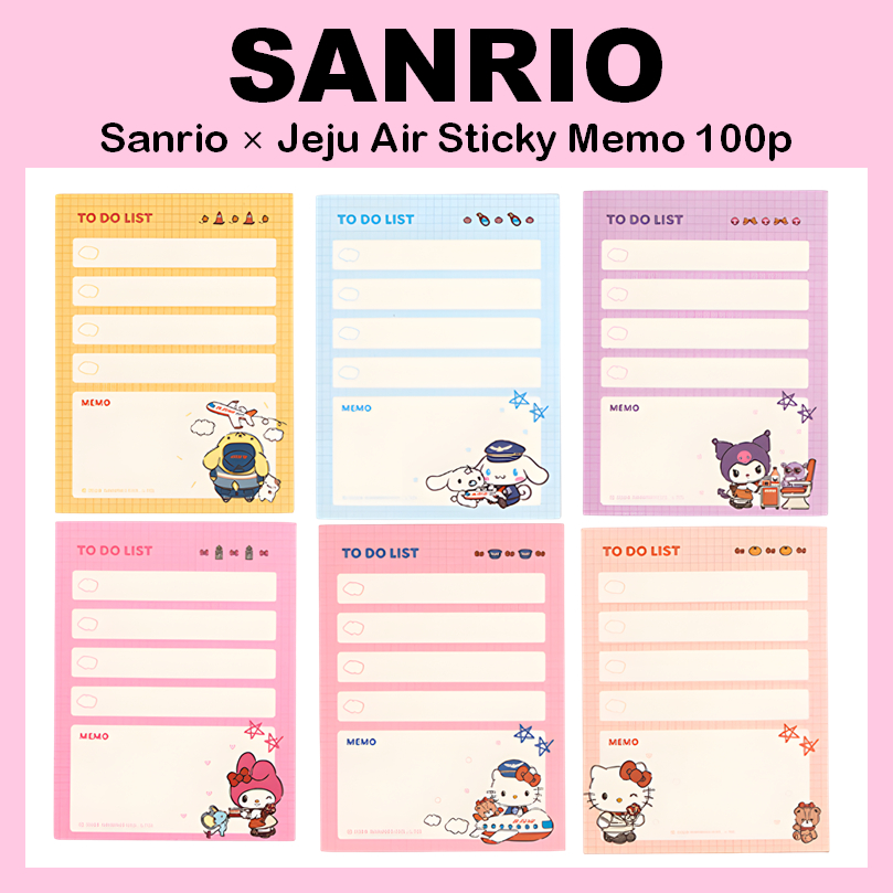 [SANRIO] Sanrio Jeju Air Sticky Memo To-Do List 100p (มายเมโลดี้ / คิตตี้(นักบิน) / คิตตี้(ลูกเรือ) 