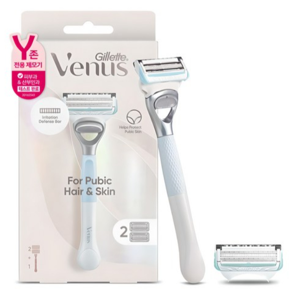 GILLETTE VENUS Y-ZONE RAZOR สําหรับผู้หญิง, INTIMATE SHAVER, 1 HANDLE + 2 ใบมีด