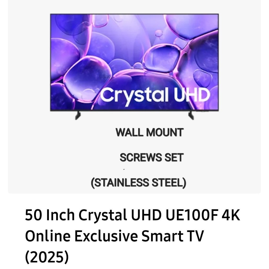 Samsung QEF1 50 INCH WALL MOUNT BRACKETS SCREWS (ชุดสแตนเลส 4 ตัว พร้อมแหวนรองและตัวเว้นวรรค)