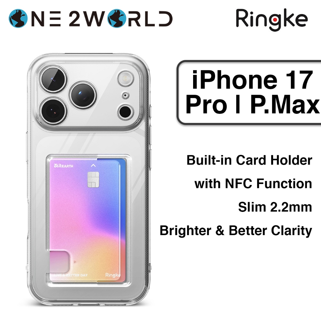 RINGKE Fusion Card Case สําหรับ iPhone 17 Pro / Pro Max – Slim 2.2mm Transparent Wallet Cover พร้อม 