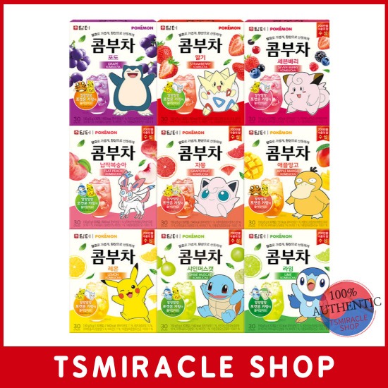 Damtuh Pokemon Kombucha 5g 10,30 แท่ง(10 รสชาติ)ชาเกาหลี Low Calories Tea