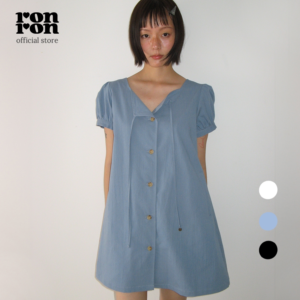 [RONRON] Charming Puff Sleeve Button Dress / 3colors