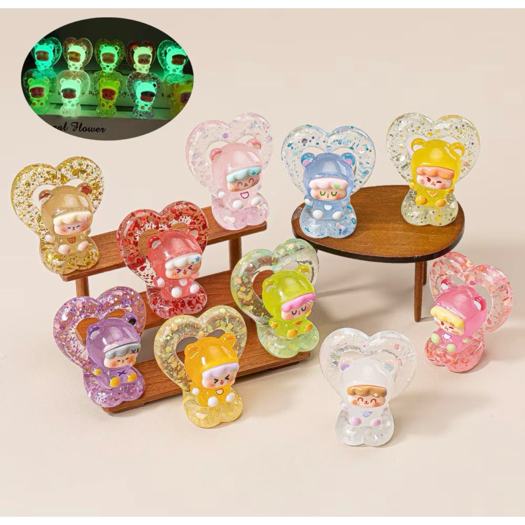 [10pcs]เรซิ่น น้องเบบี้ ฮาร์ท เรืองแสง 10 สี สวยงามมาก ครบเซต สินค้าพร้อมส่งจากไทย