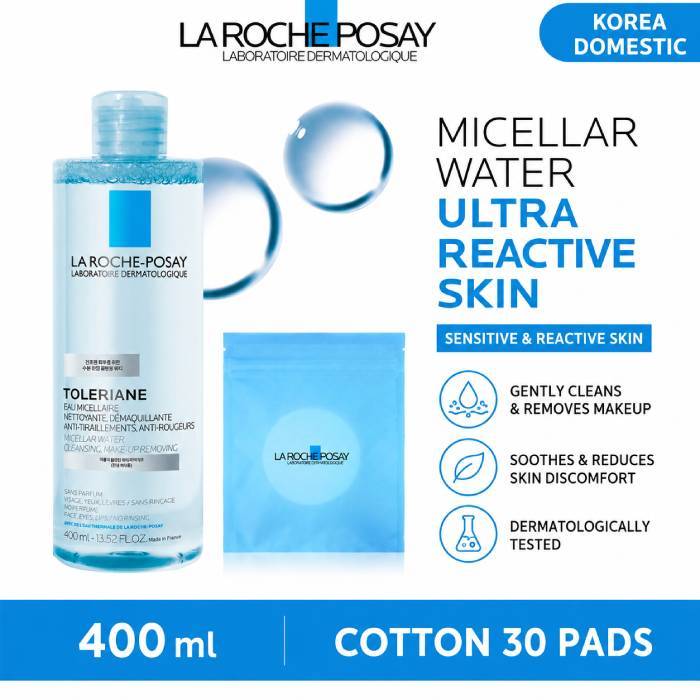 [La Roche-posay] Micellar Water Ultra Reactive Skin 400ml พร้อม Cotton 30 แผ่น