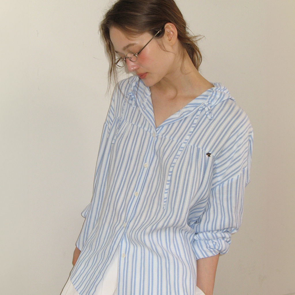 [RONRON] Soft Eyelet Hooded Loose Fit Blouse / 3colors — صورة 2