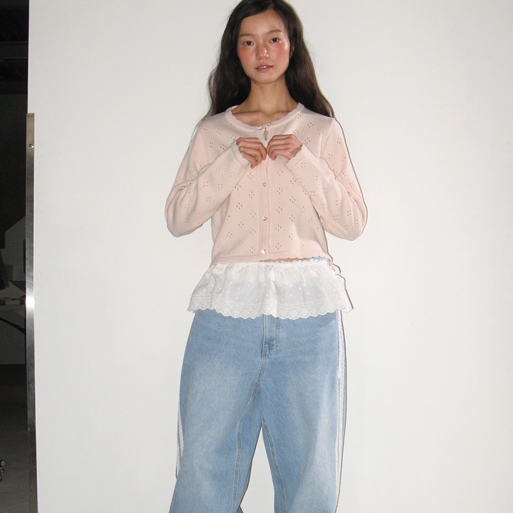 [RONRON] Heart Button Scotch Knit Cardigan / 4colors — صورة 7