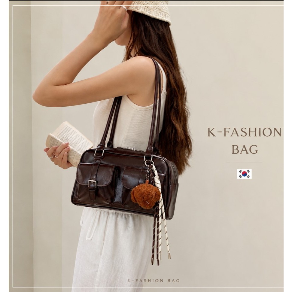 K-Fashion Y2K กระเป๋าสะพายกระเป๋า | รวมพวงกุญแจ