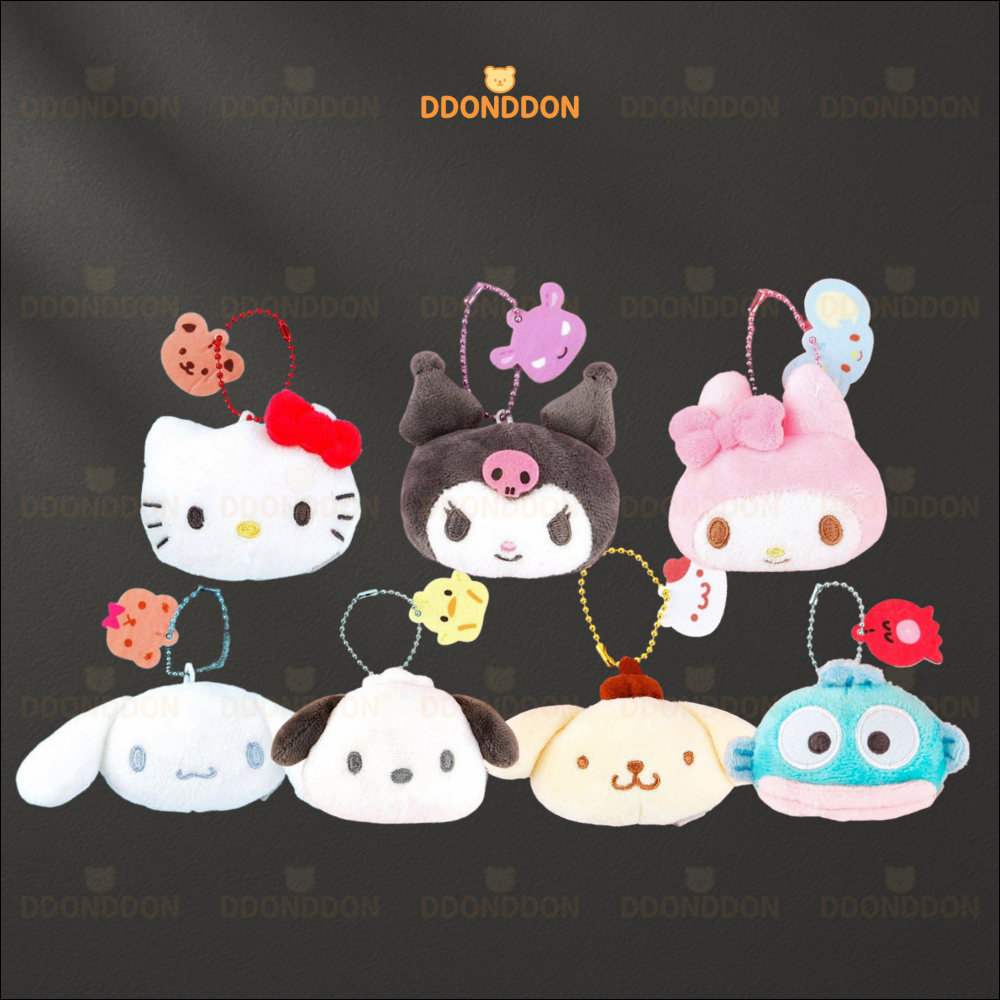 🇰🇷 พวงกุญแจพวงกุญแจตุ๊กตาหน้า Sanrio ของแท้เกาหลี 6 ซม