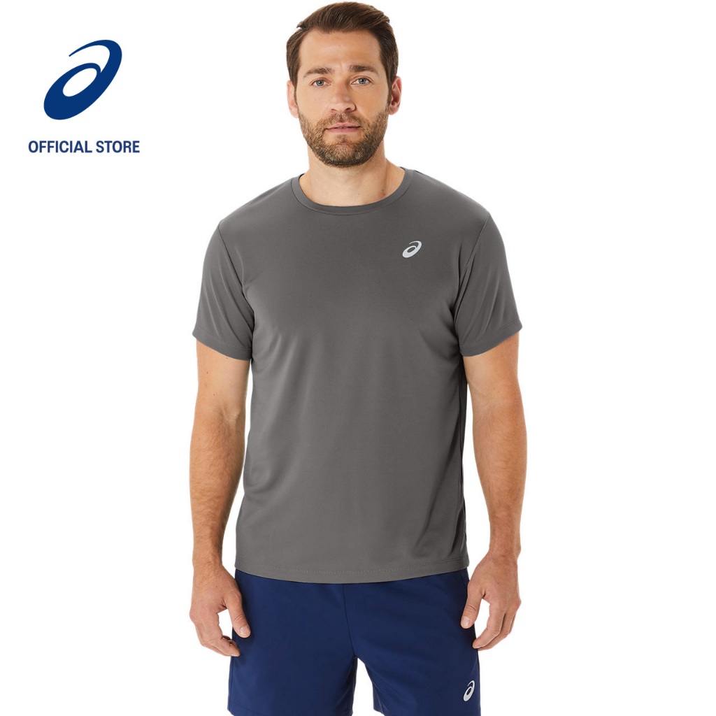 ASICS Men KATAKANA เสื้อยืดแขนสั้นคาร์บอน