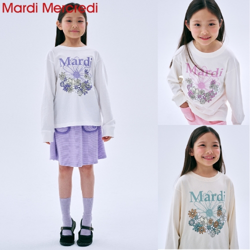 [MARDI MERCREDI] เสื้อยืดแขนยาวสำหรับเด็ก ลายดอกไม้น่ารัก พร้อมส่ง!