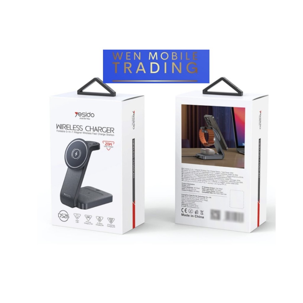 Yesido DS26 แท่นชาร์จไร้สายแบบพับได้ 3 In 1/ สมาร์ทโฟน / ที่ชาร์จนาฬิกา ios