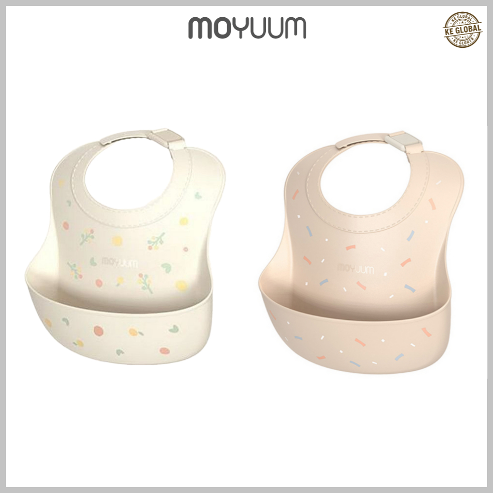 [MOYUUM] Sweet Party Silicone Baby Bib – Made in Korea กันน้ํา (Beige/Sweet Berry)