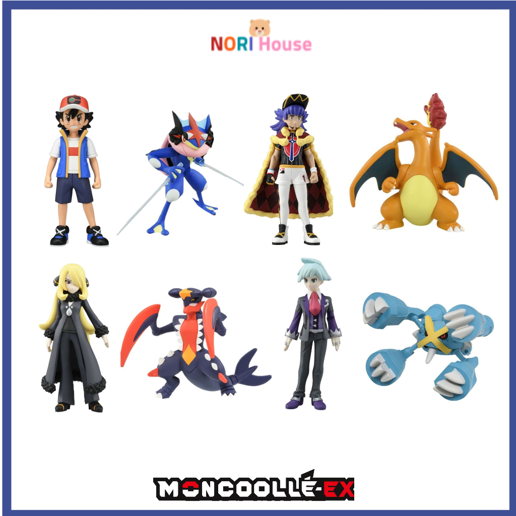 Pokemon Moncolle Figures Trainers & Pokemon Ash-Greninja Cynthia Mega Garchomp Leon Charizard Steeve