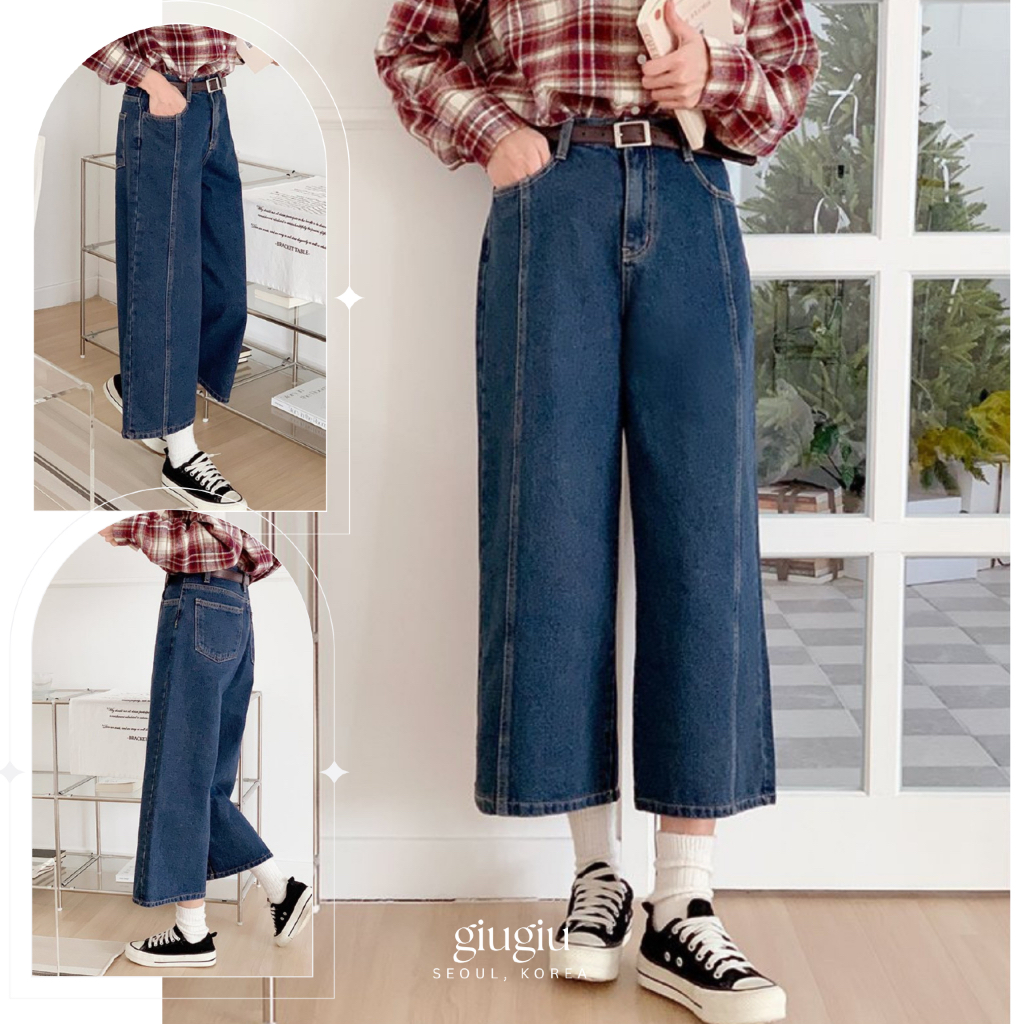 [ Made in Korea ] GIU x LALALAND Adele Wide Cut 3/4 Pants