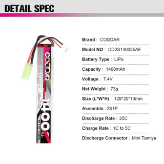 CODDAR Lipo 2s 7.4V 1400mAh 35c/70c