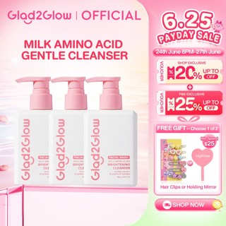 Glad2Glow Milk Amino Acid Gentle Cleanser Face Wash 80ml-Brighten, Calm, Hydrating Skin & Clean Dirt