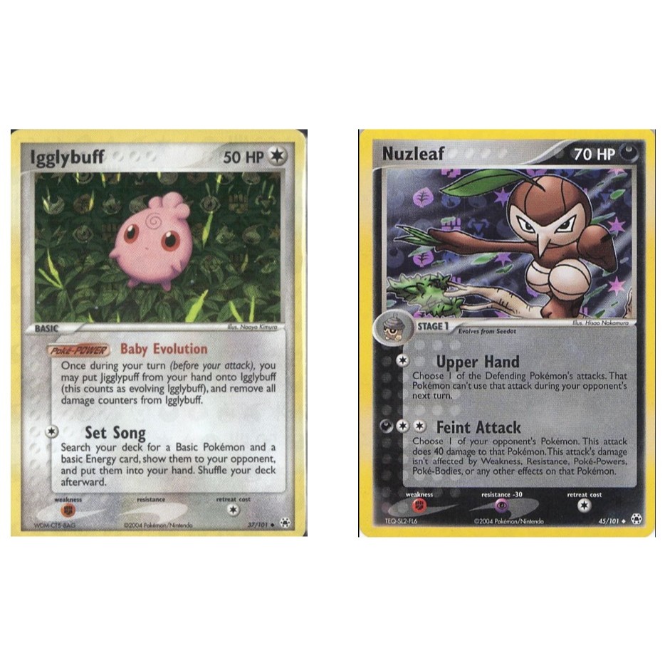 English Pokemon Igglybuff - 37/101 /Nuzleaf 45/101 - Uncommon Reverse Holo Ex Hidden Legends Reverse