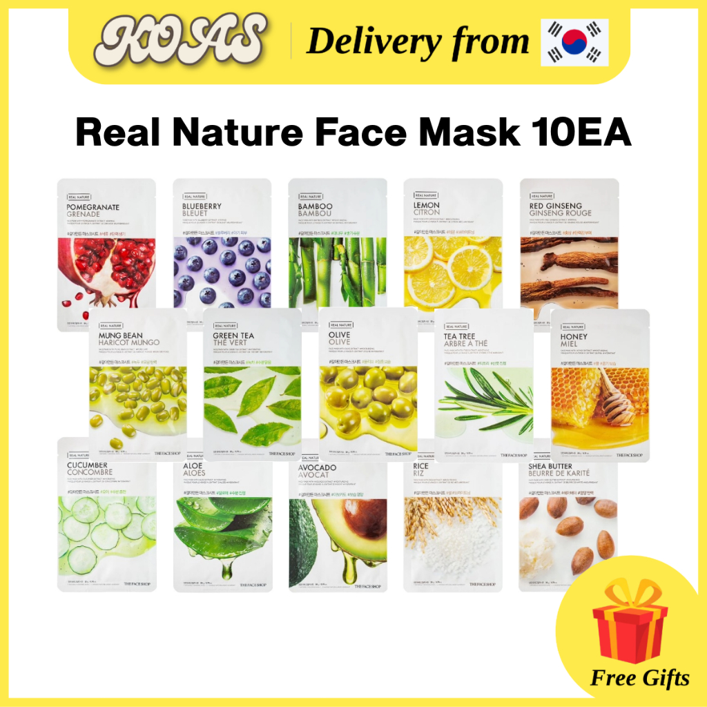 [The Face Shop] Real Nature Face Mask Sheets, 10pcs, 20g, 15Types  / K-Beauty Mask