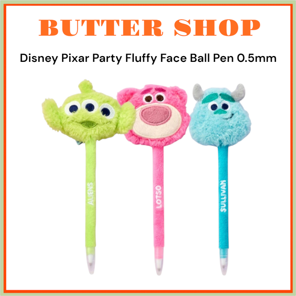 [BUTTER SHOP] Disney Pixar Sweet Party Fluffy Face Ball Pen 0.5mm (Alien /Lotso / Sulley) buttershop