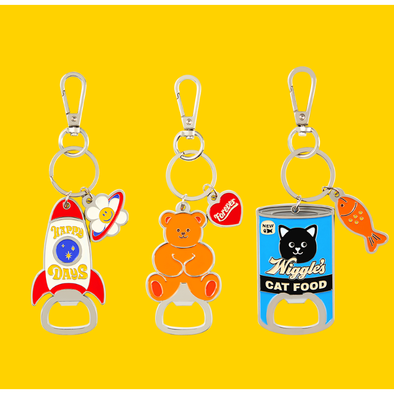 [WIGGLE WIGGLE] พวงกุญแจเปิด – Rocket / Teddy Bear / Black Cat