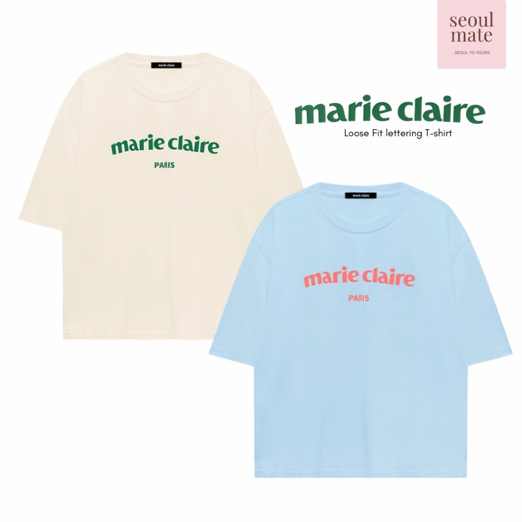 Marie Claire เสื้อยืดทรงหลวมพร้อมตัวอักษร